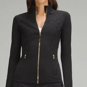 lululemon athletica Jackets Coats Lululemon Black Gold Zipper Define Jacket Nulu Full Length Poshmark